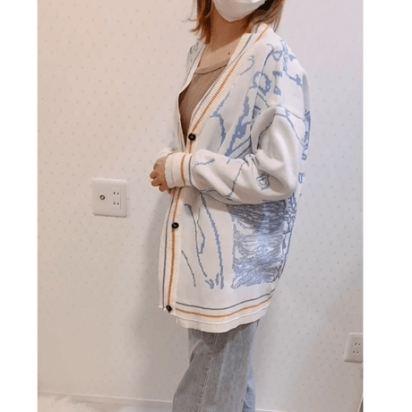 柄カーディガン