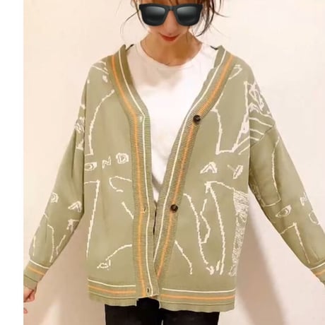 柄カーディガン