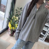 春夏NEW！ハーフジップロンT　グレー