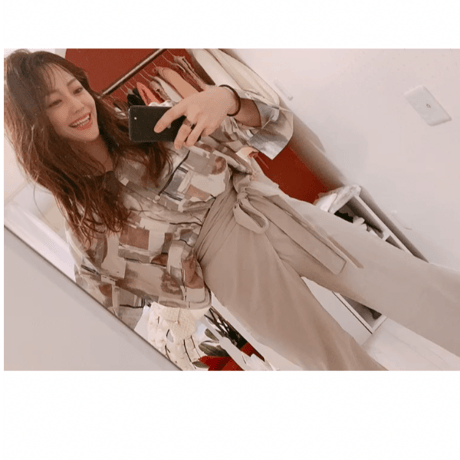 柄シフォンシャツ