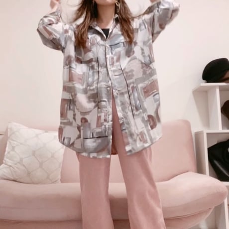 柄シフォンシャツ