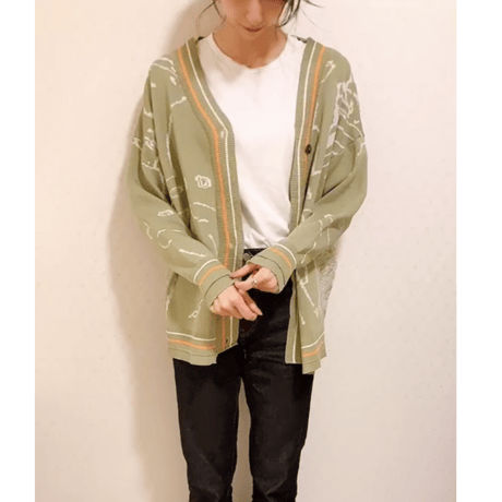 柄カーディガン