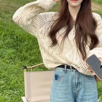春夏NEW！鍵編みサマートップス　ベージュ