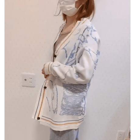 柄カーディガン