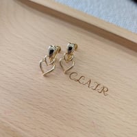 2連ハートネジバネ式イヤリング