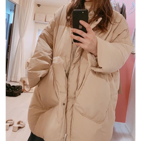 マフラー付きダウンコート