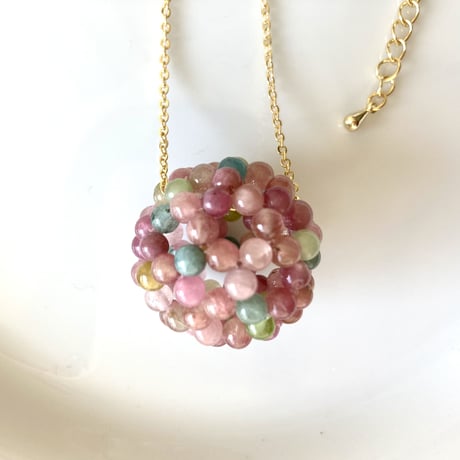 フラーレンロングネックレス（55cm）MIXトルマリン