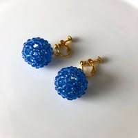 フラーレン　イヤリング（ピアスに変更可能）3mm　ブルーアゲート