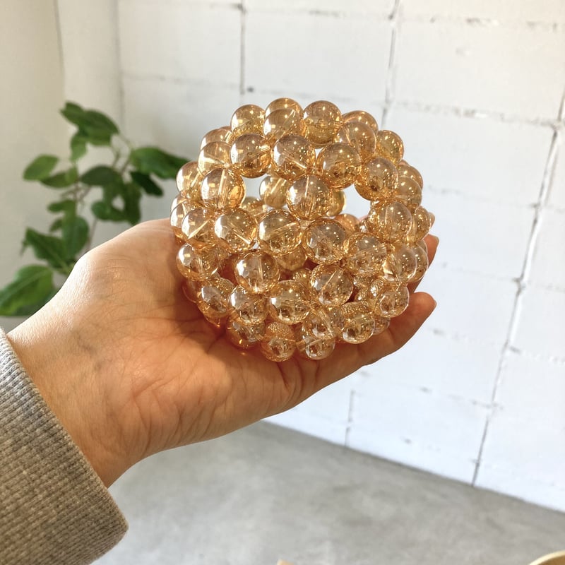 特大 フラーレン オブジェ 14mmゴールデンオーラクリスタル（直径約9cm
