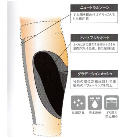 締め付けないのに強力固定『HOLZACふくらはぎ用サポーター』(２枚入)