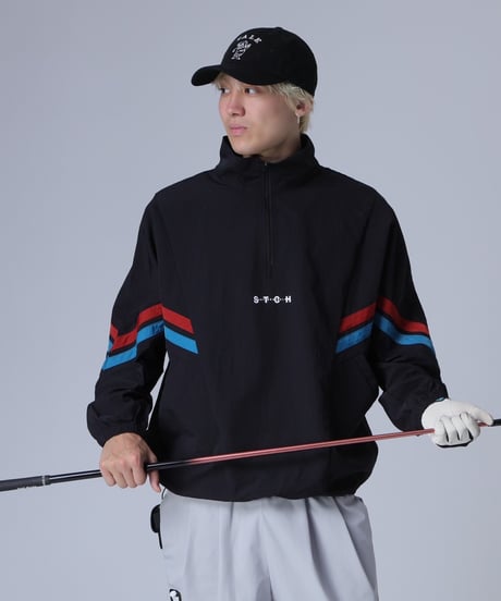 【ANTIQUAGOLF×STCH】 Line design Pullover-black