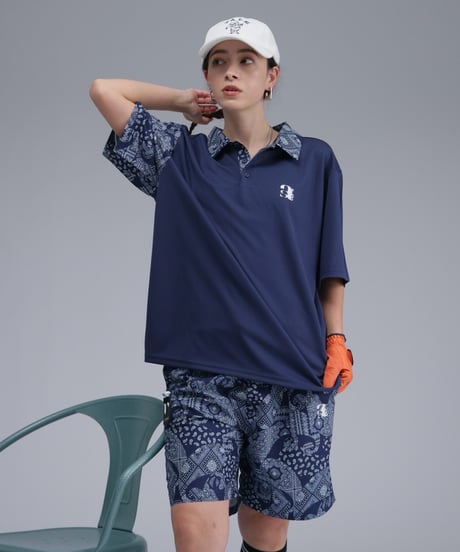 【 ANTIQUAGOLF×STCH 】paisley half pants-navy