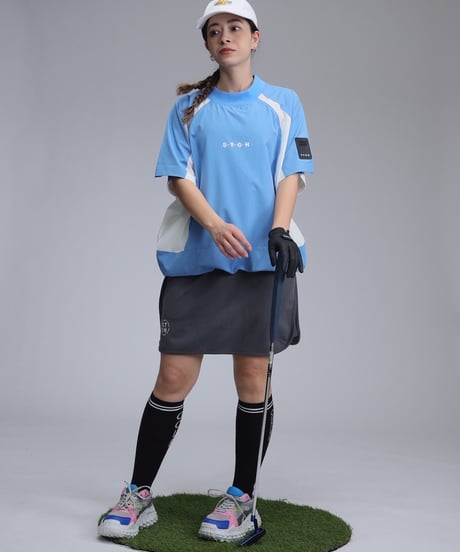 【ANTIQUAGOLF×STCH】UNISEX(ユニセックス)colored tech halfsleeve-blue