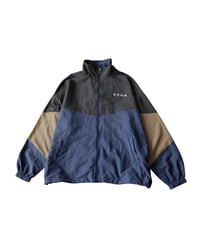 【ANTIQUAGOLF×STCH】Color Block Stand Zip Jacket-beige mix