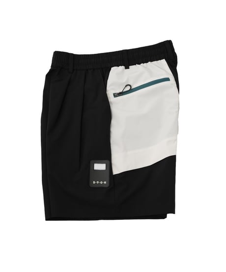 【 ANTIQUAGOLF×STCH 】contrast half pants-black×offwhite