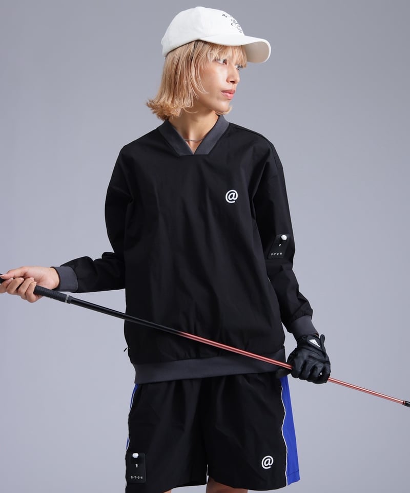 ANTIQUAGOLF×STCH】v-neck logo tops-black | 【公式】