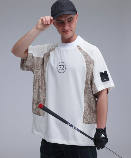 【ANTIQUAGOLF×STCH】UNISEX(ユニセックス)paisley×logo tops-white
