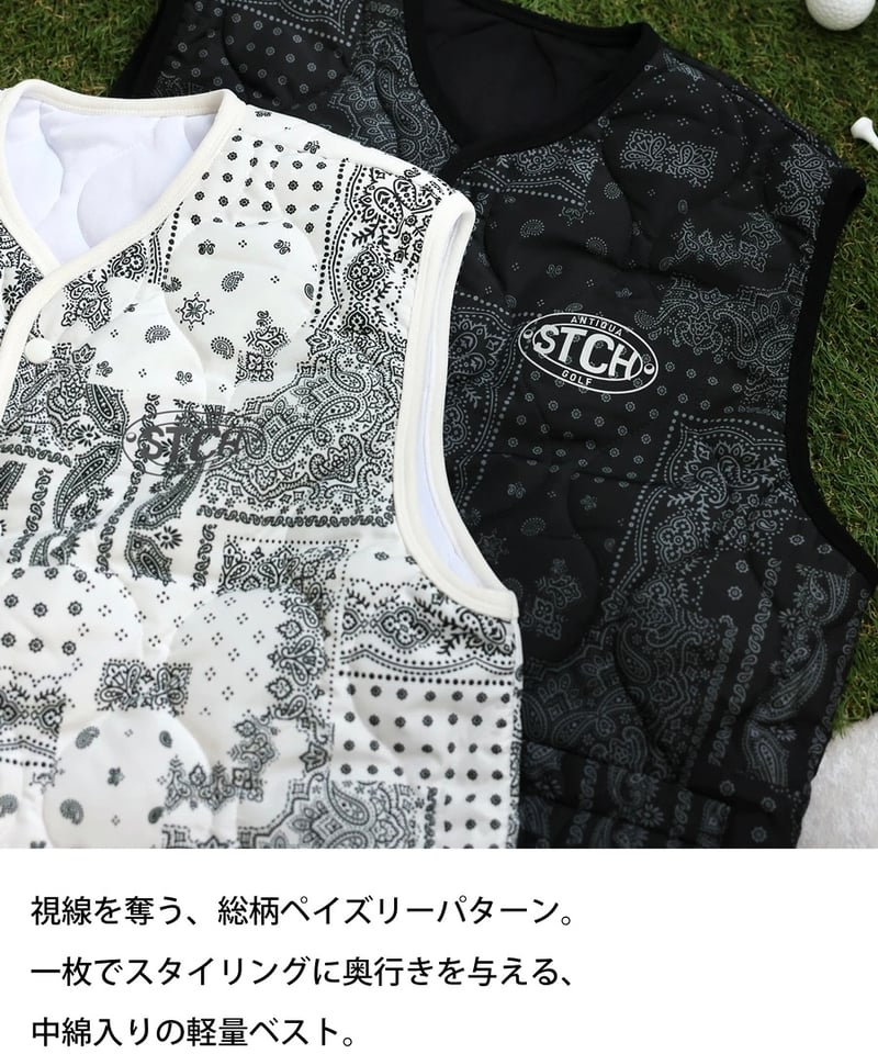 【STCH×ANTIQUA GOLF】ペイズリー柄ベスト ANTIQUA GOLF×STCH 】Paysley vest-white | 【公式】ST