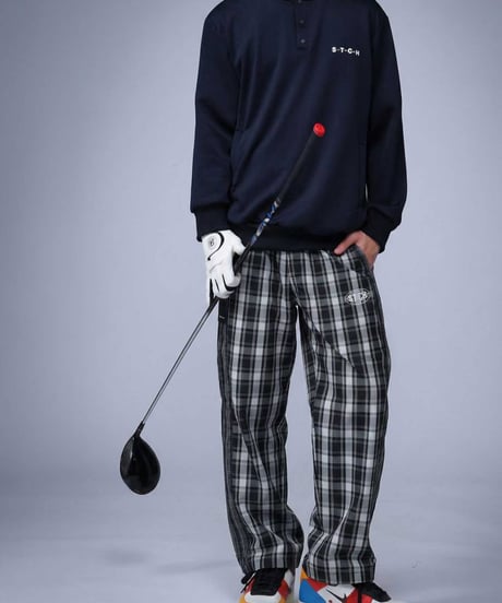 【ANTIQUAGOLF×STCH】 Check Logo Pants-black