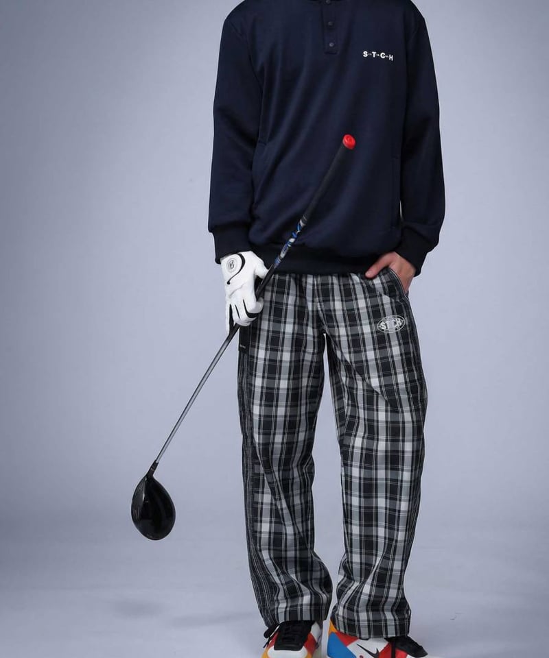 ANTIQUAGOLF×STCH】 Check Logo Pants-black | 【公式
