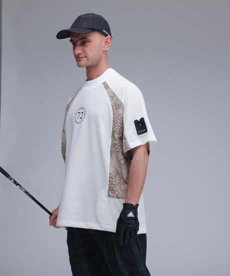 【ANTIQUAGOLF×STCH】UNISEX(ユニセックス)paisley×logo tops-white