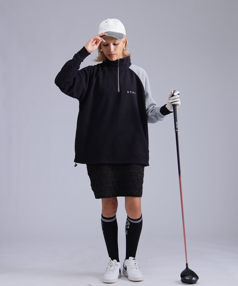 【ANTIQUAGOLF×STCH】check logo pullover ANTIQUAGOLF×STCH】Color Block Fleece Pullover-b