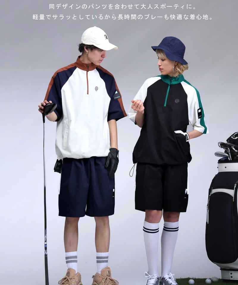 ANTIQUAGOLF×STCH 】halfzip contrast pullover-b