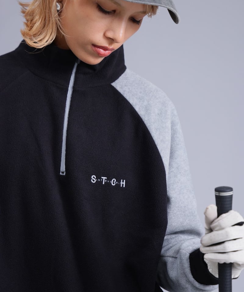 【ANTIQUAGOLF×STCH】check logo pullover ANTIQUAGOLF×STCH】Color Block Fleece Pullover-b