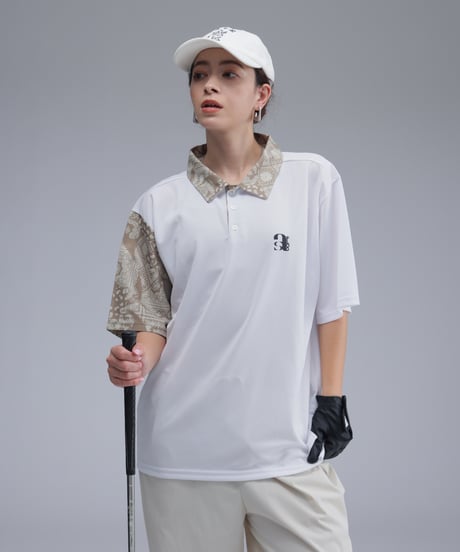 【 ANTIQUAGOLF×STCH 】paisley pattern polo-beige