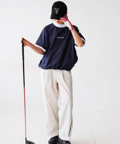 【ANTIQUAGOLF×STCH】UNISEX（ユニセックス）ribbed coler tops-navy
