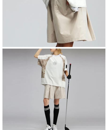 【ANTIQUAGOLF×STCH】LADIES（レディース）A-line half pants beige