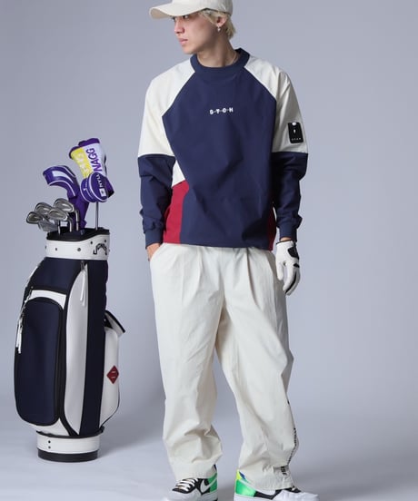 【ANTIQUAGOLF×STCH】Color Block Pullover-navy