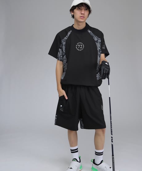 【ANTIQUAGOLF×STCH】UNISEX(ユニセックス)paisley switching halfpants-black