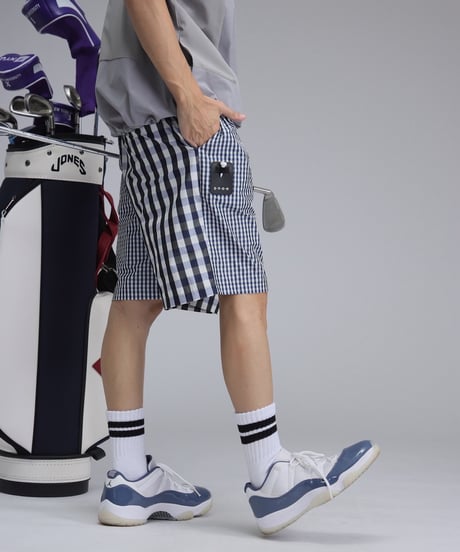 【ANTIQUAGOLF×STCH】UNISEX(ユニセックス)check half pants-navy