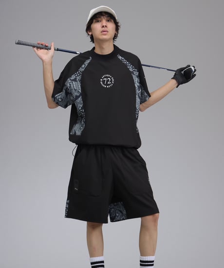 【ANTIQUAGOLF×STCH】UNISEX(ユニセックス)paisley×logo tops-black