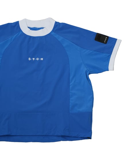 【ANTIQUAGOLF×STCH】UNISEX（ユニセックス）ribbed coler tops-blue