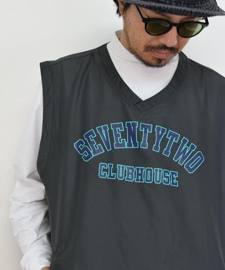 STCH 【college logo nylon vest- charcoal gray】