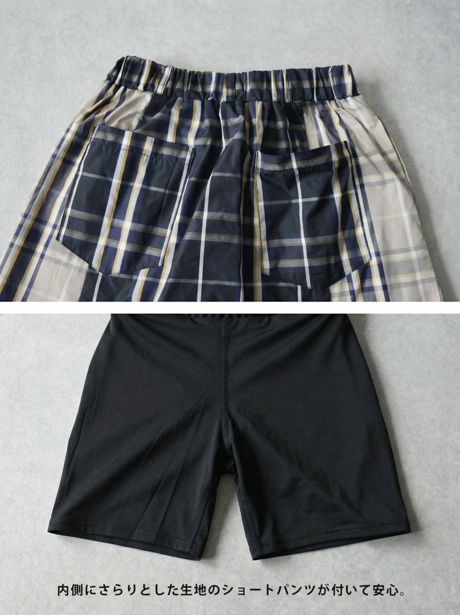 ANTIQUAGOLF×STCH】 Check Logo Skirt-navy | 【公式】