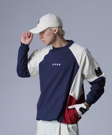 【ANTIQUAGOLF×STCH】Color Block Pullover-navy
