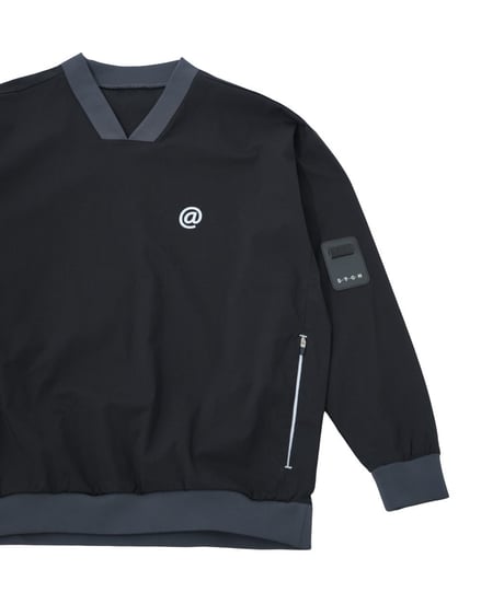 【ANTIQUAGOLF×STCH】v-neck logo tops-black