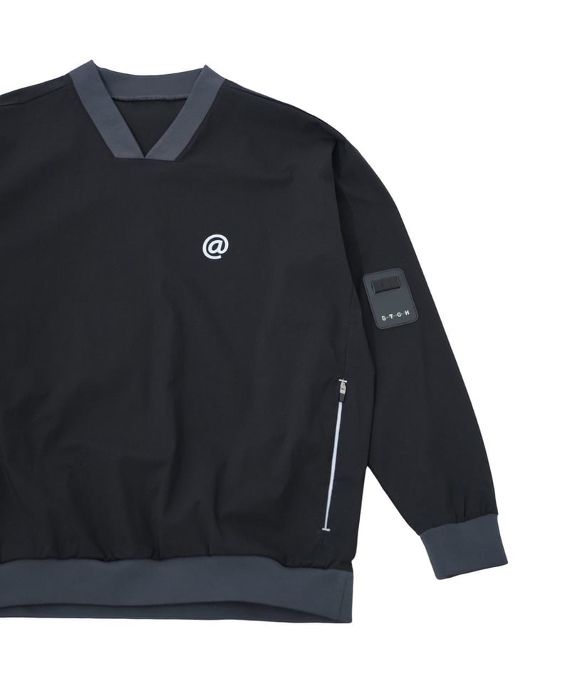 ANTIQUAGOLF×STCH】v-neck logo tops-black | 【公式】