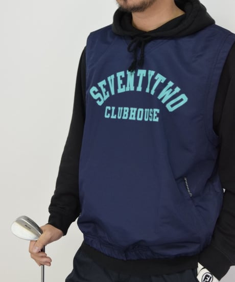 STCH 【college logo nylon vest-navy】