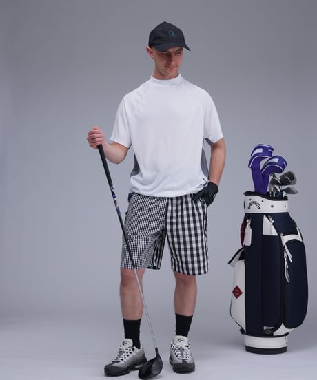 【ANTIQUAGOLF×STCH】UNISEX(ユニセックス)check half pants-black