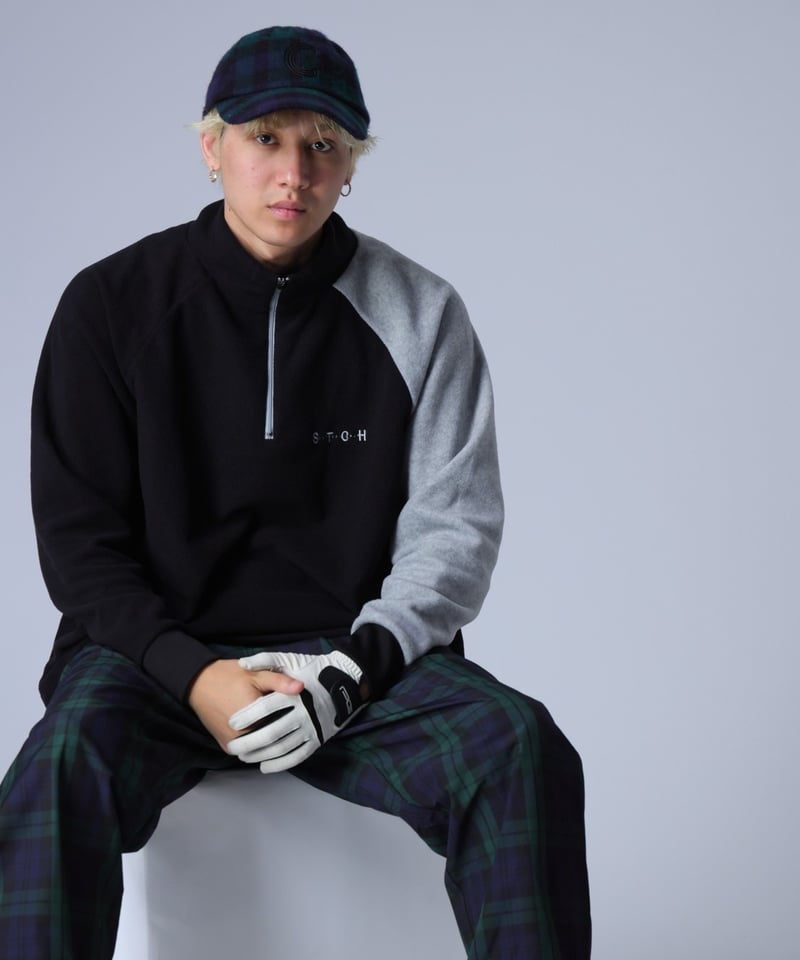 【ANTIQUAGOLF×STCH】check logo pullover ANTIQUAGOLF×STCH】Color Block Fleece Pullover-b
