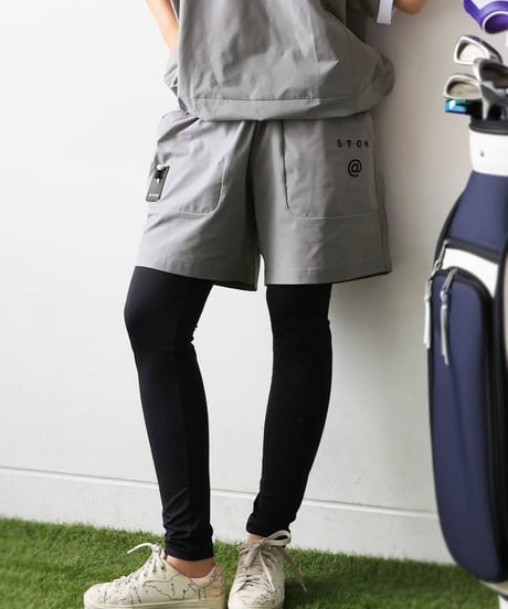 【ANTIQUAGOLF×STCH】UNISEX（ユニセックス）logo half pants-gray