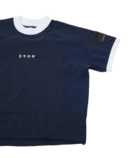 【ANTIQUAGOLF×STCH】UNISEX（ユニセックス）ribbed coler tops-navy