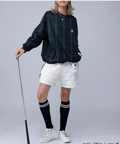 【ANTIQUAGOLF×STCH】UNISEX（ユニセックス）check logo pullover-blackwatch