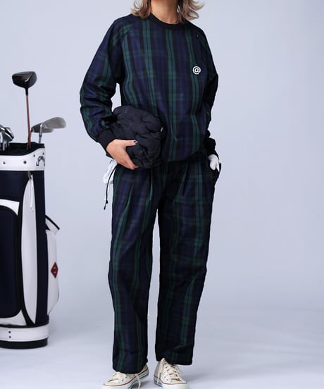 【ANTIQUAGOLF×STCH】UNISEX（ユニセックス）check logo pants-blackwatch