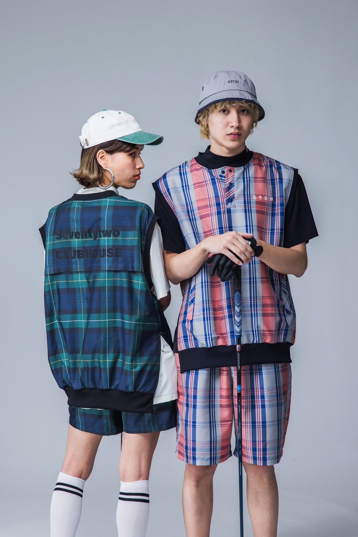 ANTIQUAGOLF×STCH】UNISEX（ユニセックス）check logo vest