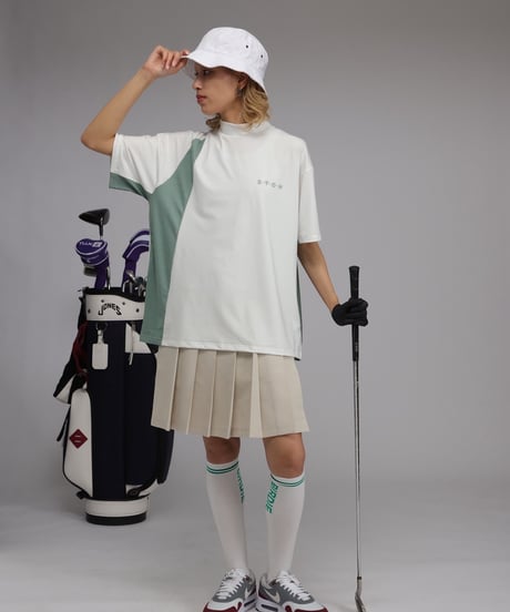 【 ANTIQUAGOLF×STCH 】Asymmetry Logo Tops-white